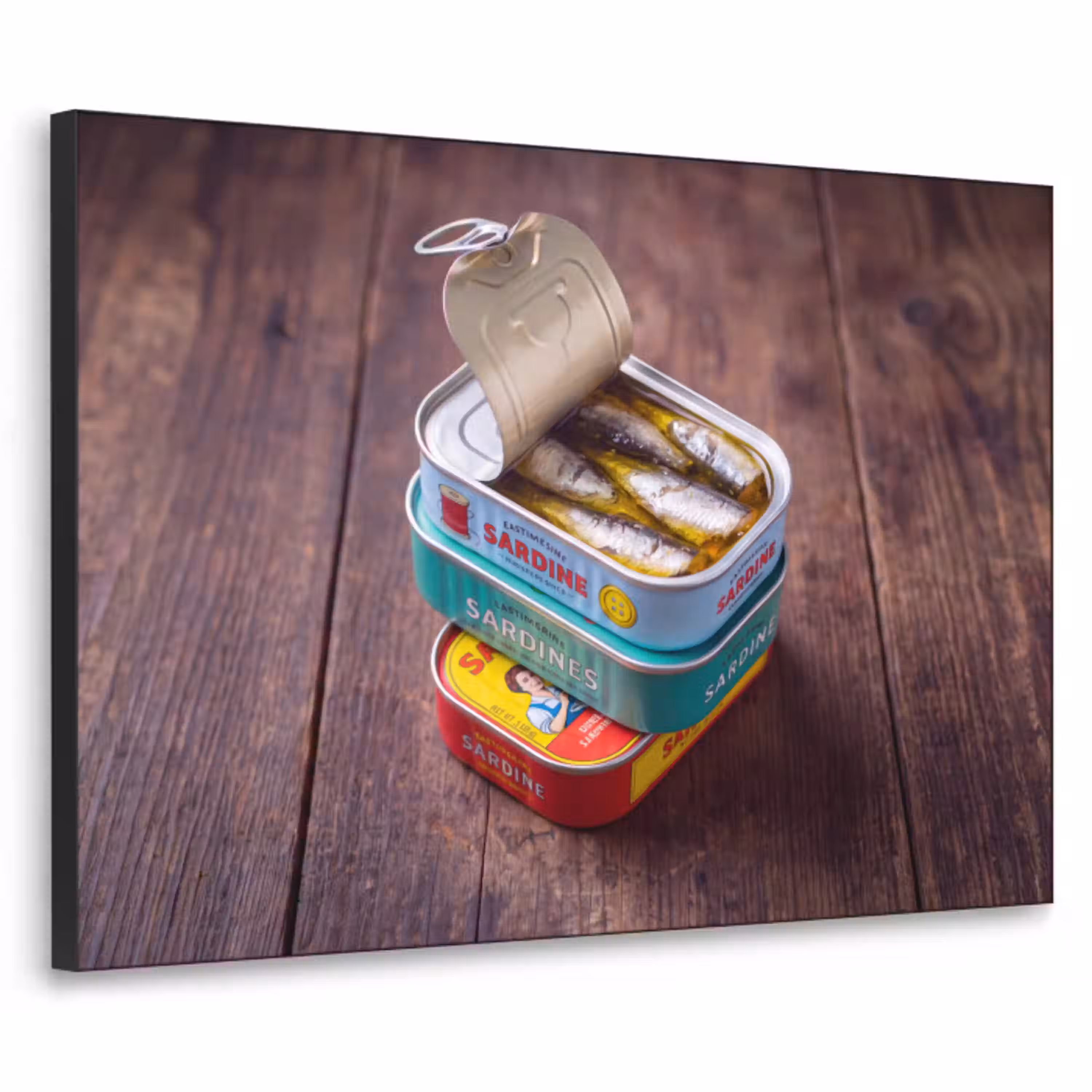 Vis - Blikjes - Keuken Textielframe zwart klein -3d