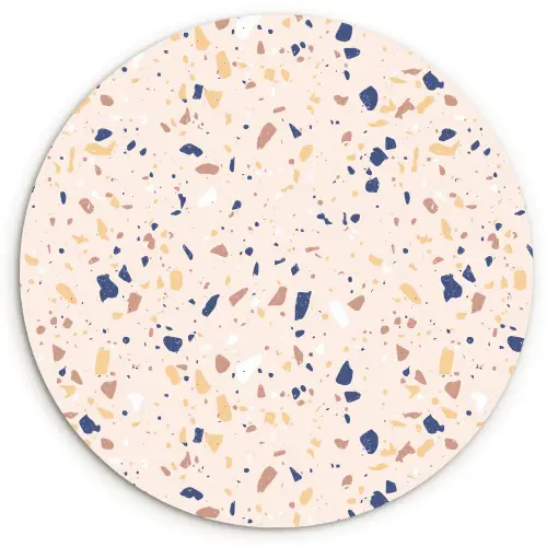 Terrazzo -  Patroon - Kleurrijk - Indigo Wandcirkel kunststof plaat 5mm dik klein 188 -3d