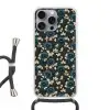Botanisch - Bloemen - Blauw Hoesje iPhone 16 Pro Max met koord klein 804 -3d