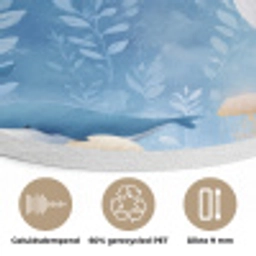 Walvissen - Oceaan - Blauw Akoestische PET Vilt - Rond klein 838 -closeup_NL
