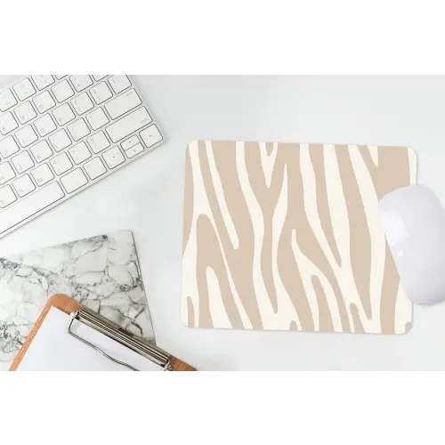 Zebraprint - Beige - Wit - Dierenprint muismat rubber klein -witbureau