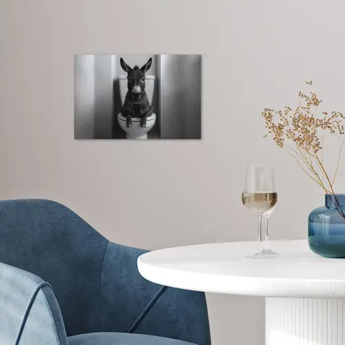Ezel - Telefoon - Toilet - Zwart - Wit poster papier klein -sfeer3