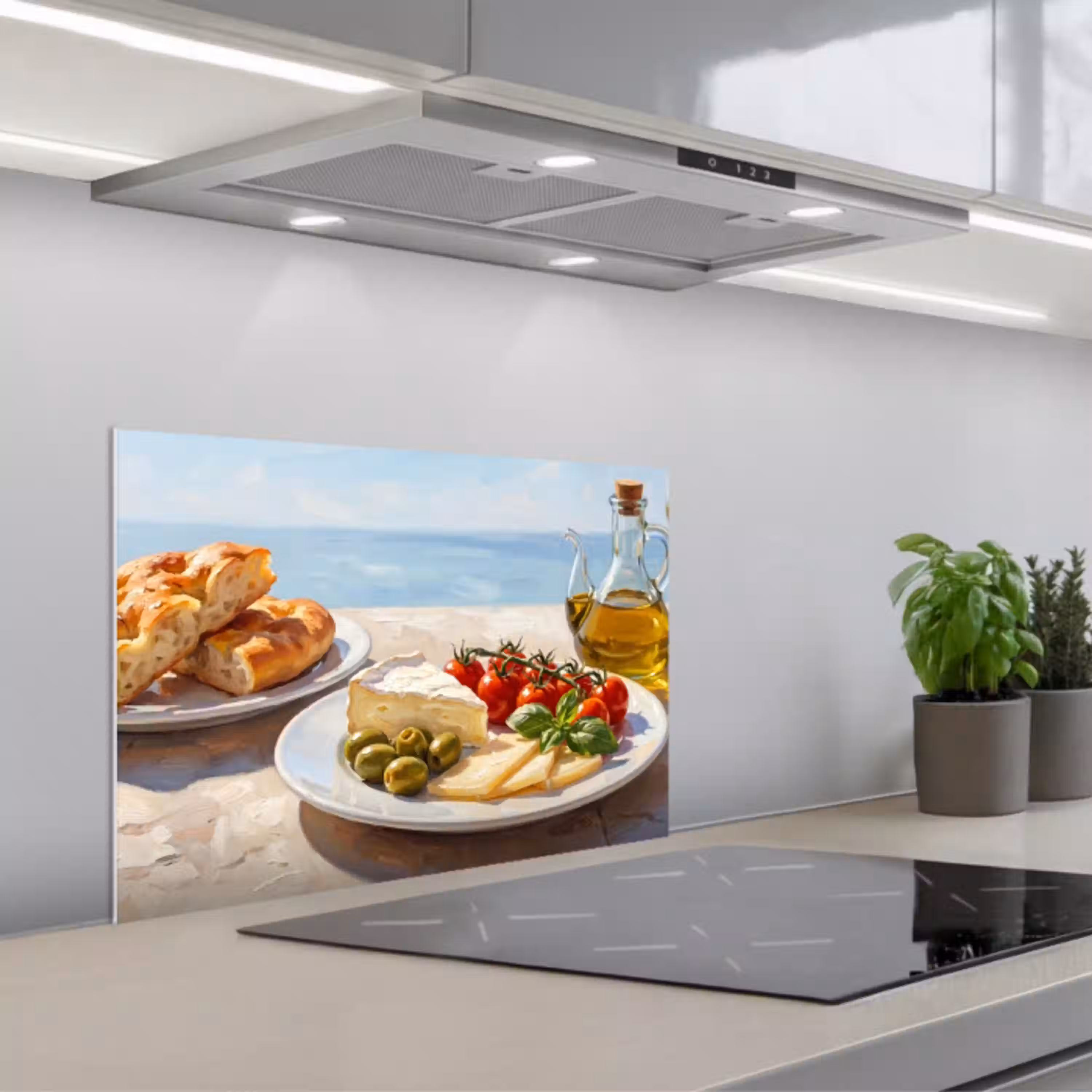 Eten - Middellandse Zee - Natuur - Geschilderd keuken achterwand spatscherm klein -3d_schuin