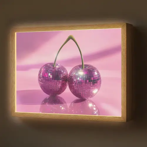 Glitter - Discobol - Roze - Kersen Light Box met batterij (Wandlamp) middel -z3d_website