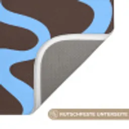 Kronkelende lijnen - Blauw - Bruin - Minimalistisch Badmat klein 997 -USP_AntislipDE
