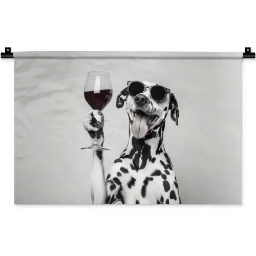 Zonnebril - Dalmatiër - Wijnglas - Tong Wandkleed katoen klein -zz3d