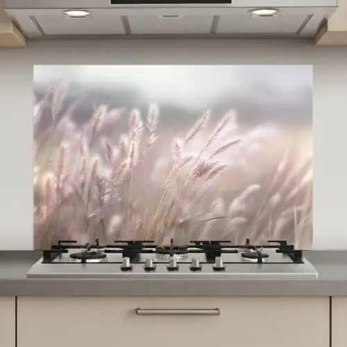 Graspluimen - Wind - Beige - Mistig keuken achterwand spatscherm klein -3d_website
