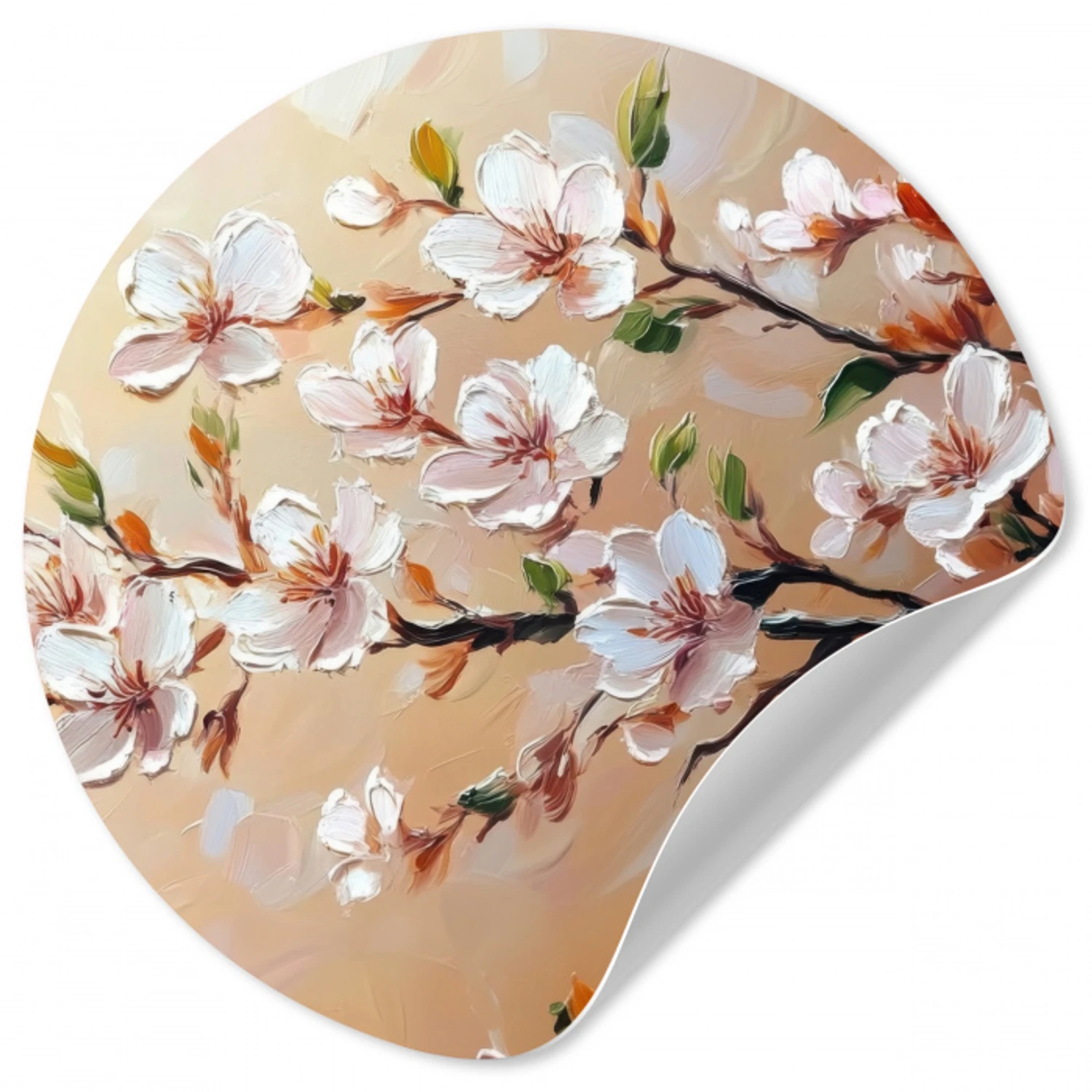 Bloesemtakken - Schilderachtig - Roze Wandcirkel behangsticker klein -3d