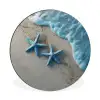 Zeesterren - Zand - Zee - Blauw Wandcirkel aluminium klein -3d