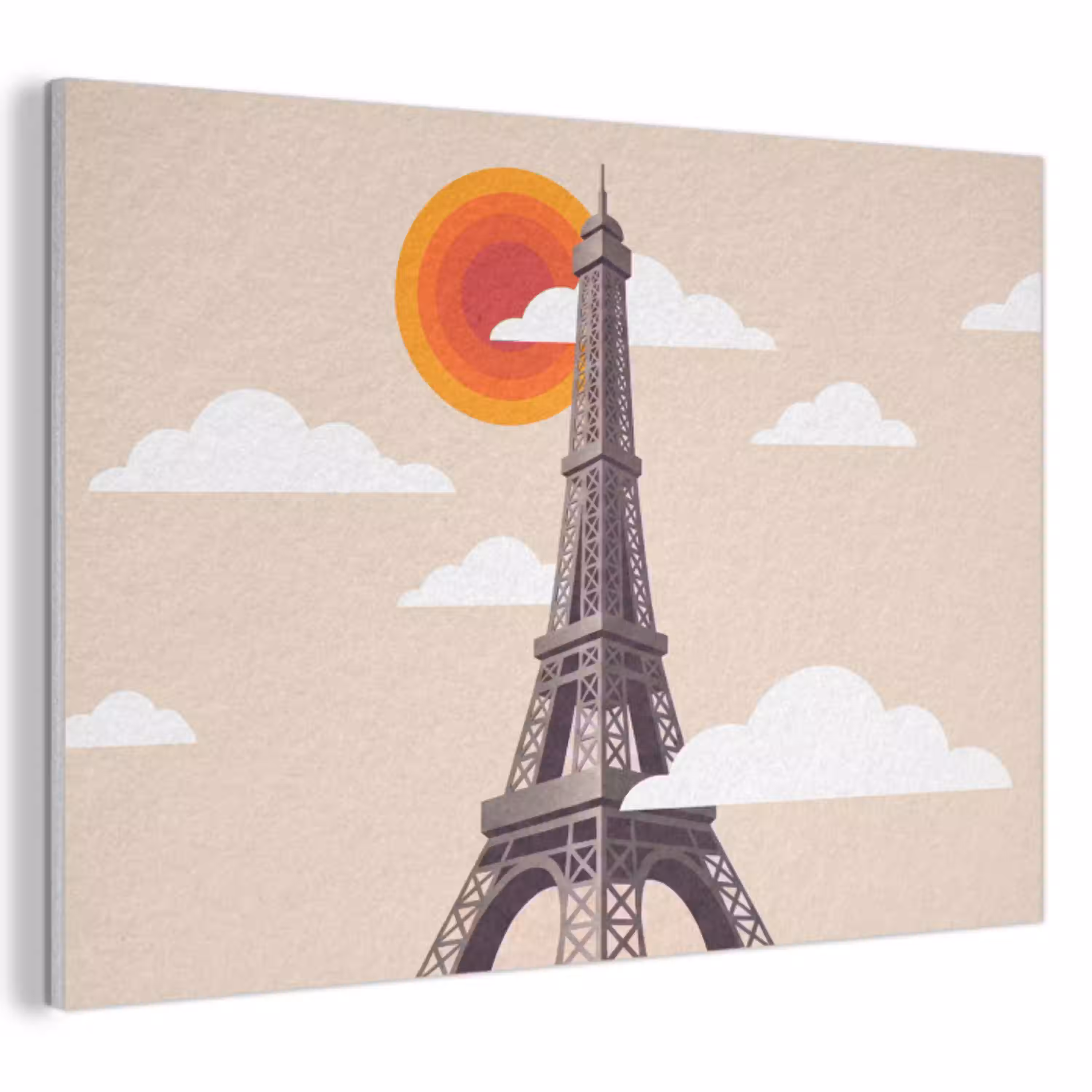 Eiffeltoren - Zon - Architectuur - Abstract - Beige PET vilt klein -3d