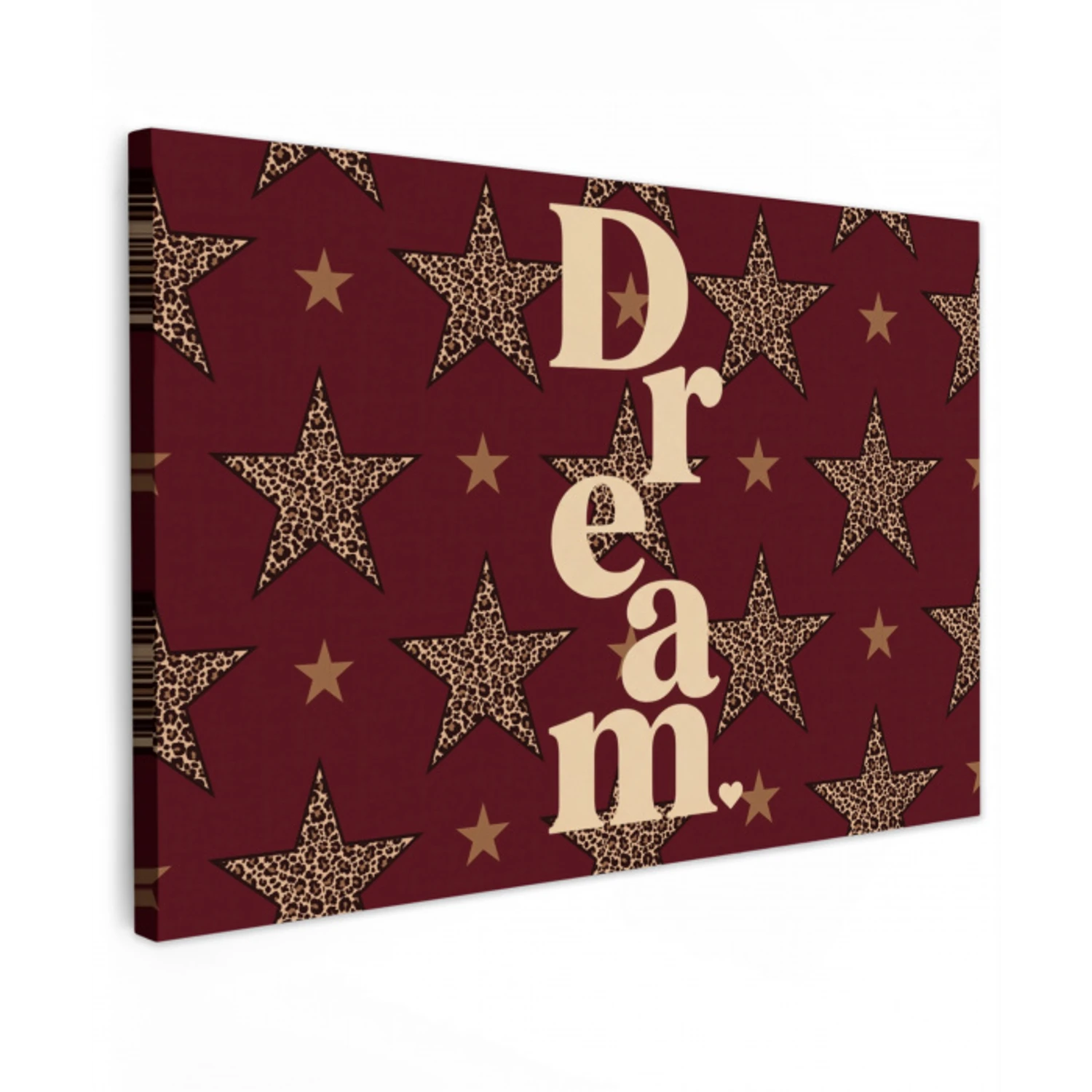 Sterren - Luipaardprint - Dream - Bordeaux Tuinposter op houten frame 2 cm dik klein -3d