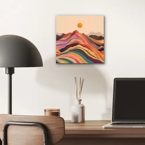 Zon - Kleurrijk landschap - Bergen aluminium wit klein -sfeer5