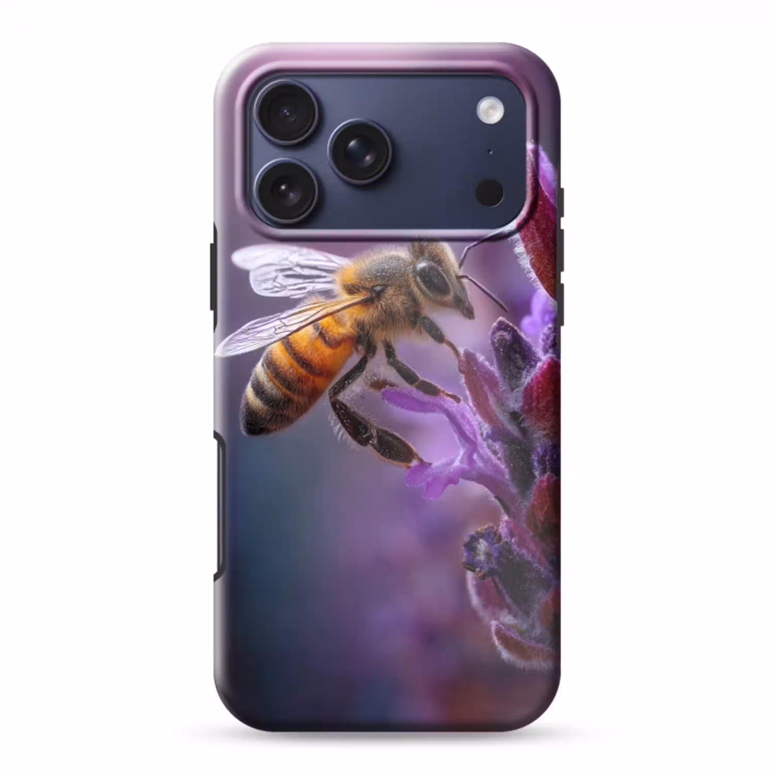 Honingbij - Paarse bloemen - Details Toughcase MagSafe Apple iPhone 17 Pro Max klein -3d