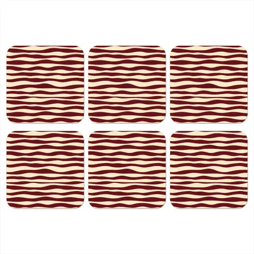 Golven - Rood - Patroon - Crème onderzetter kurk middel 366 -3d