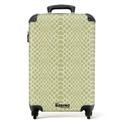 Beige slangenhuidmotief met symmetrisch patroon NBS - Handbagage koffer - Volwassenen Unisex middel -productfoto_recht