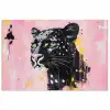 Zwart - Panter - Roze - Abstract poster papier klein -3d