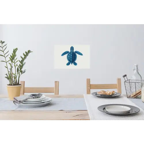 Schildpad - Blauw - Schild Muursticker klein -eettafel