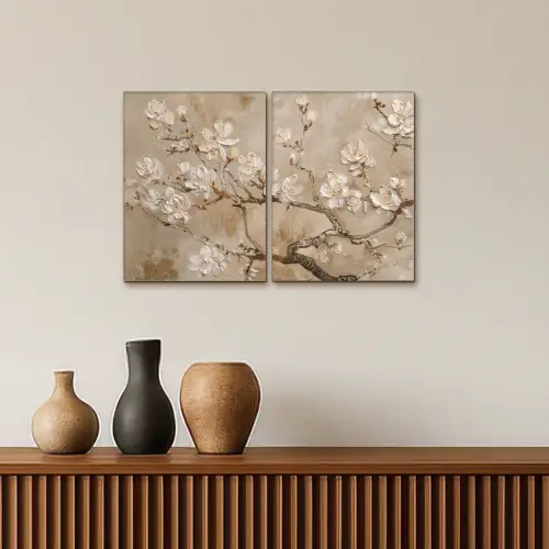 Beige - Bloesem - Modern Canvas - Meerluiken 2 luik klein -sfeer3