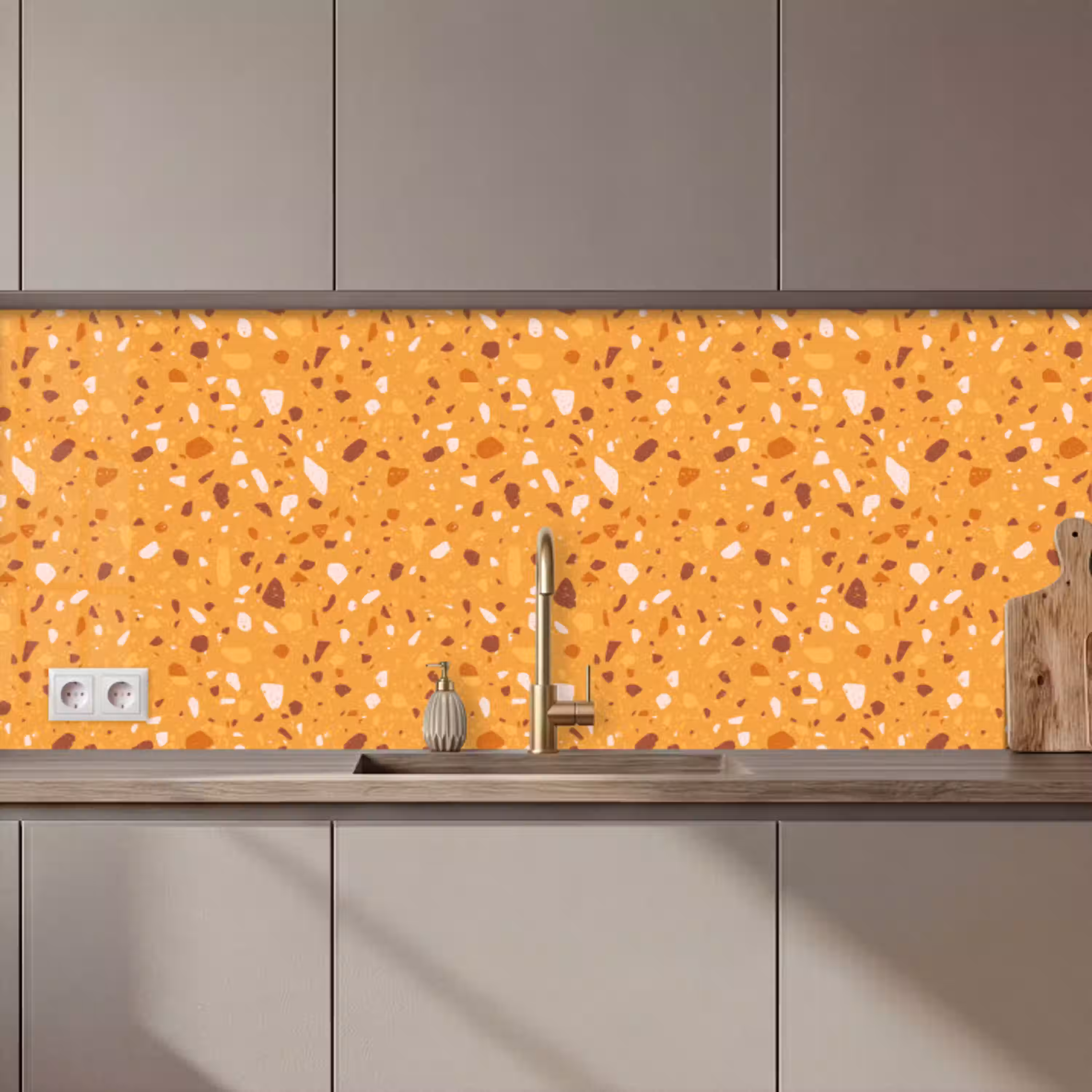 Terrazzo -  Patroon - Okergeel keuken achterwand 2 middel 871 zz_3dshopping