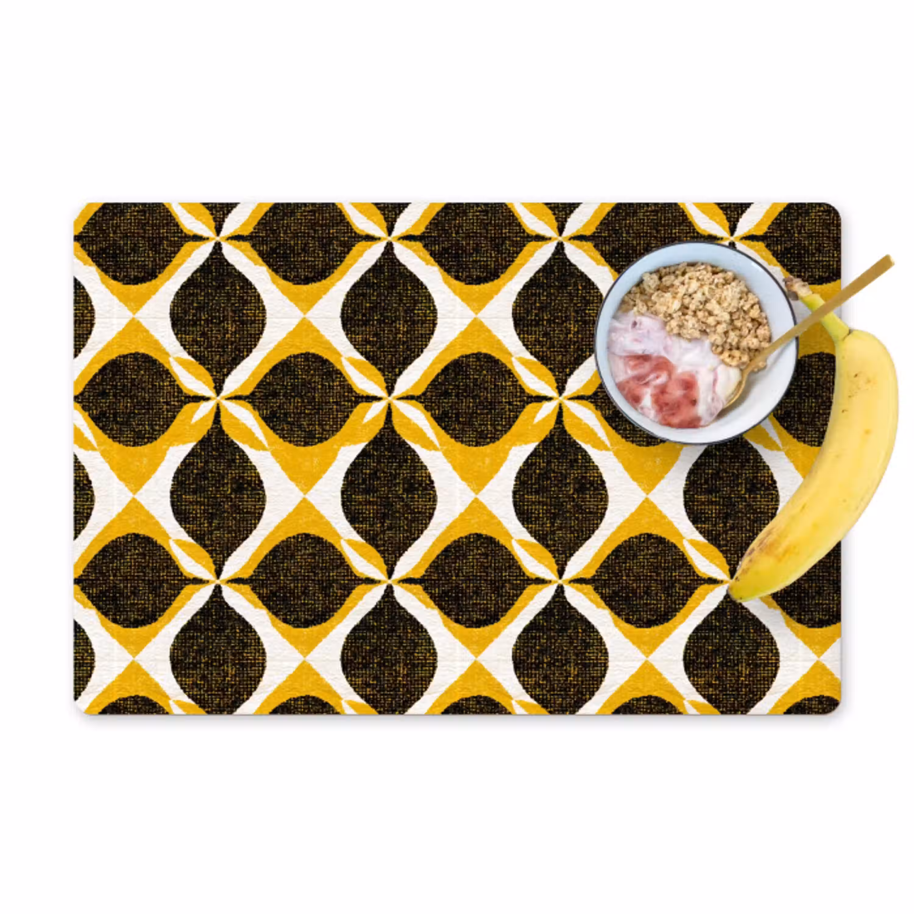 Geel - Zwart - Geometrisch - Retro - Textuur Placemat vinyl groot 368 -zzzproduct_Kitchenyeah-website