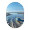 Strand - Schild - Water - Blauw Wandcirkel Ovaal Glas middel -3d