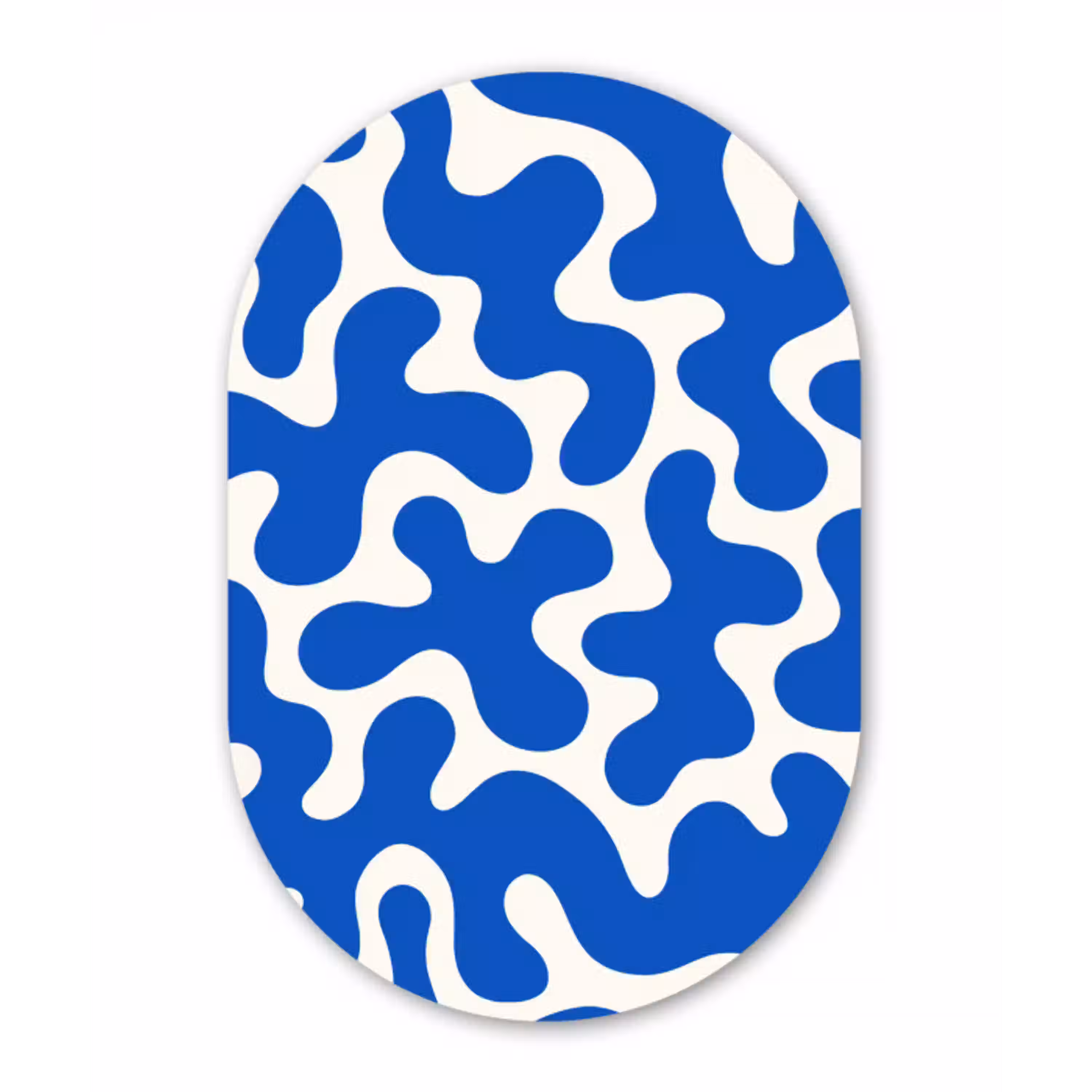 Vormen - Abstract - Blauw - Golven Wandcirkel Ovaal Aluminium middel -3d