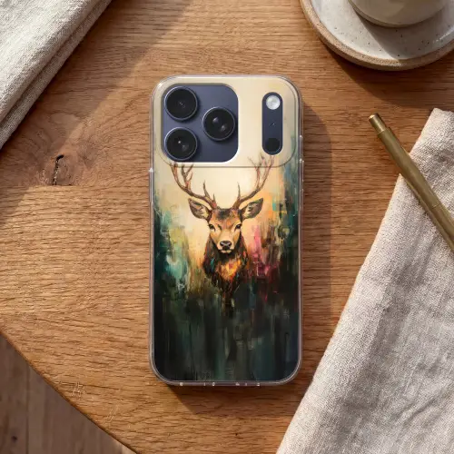 Hert - Geverfd - Gewei - Bruin Telefoonhoesje iPhone 17 Pro klein -sfeer1