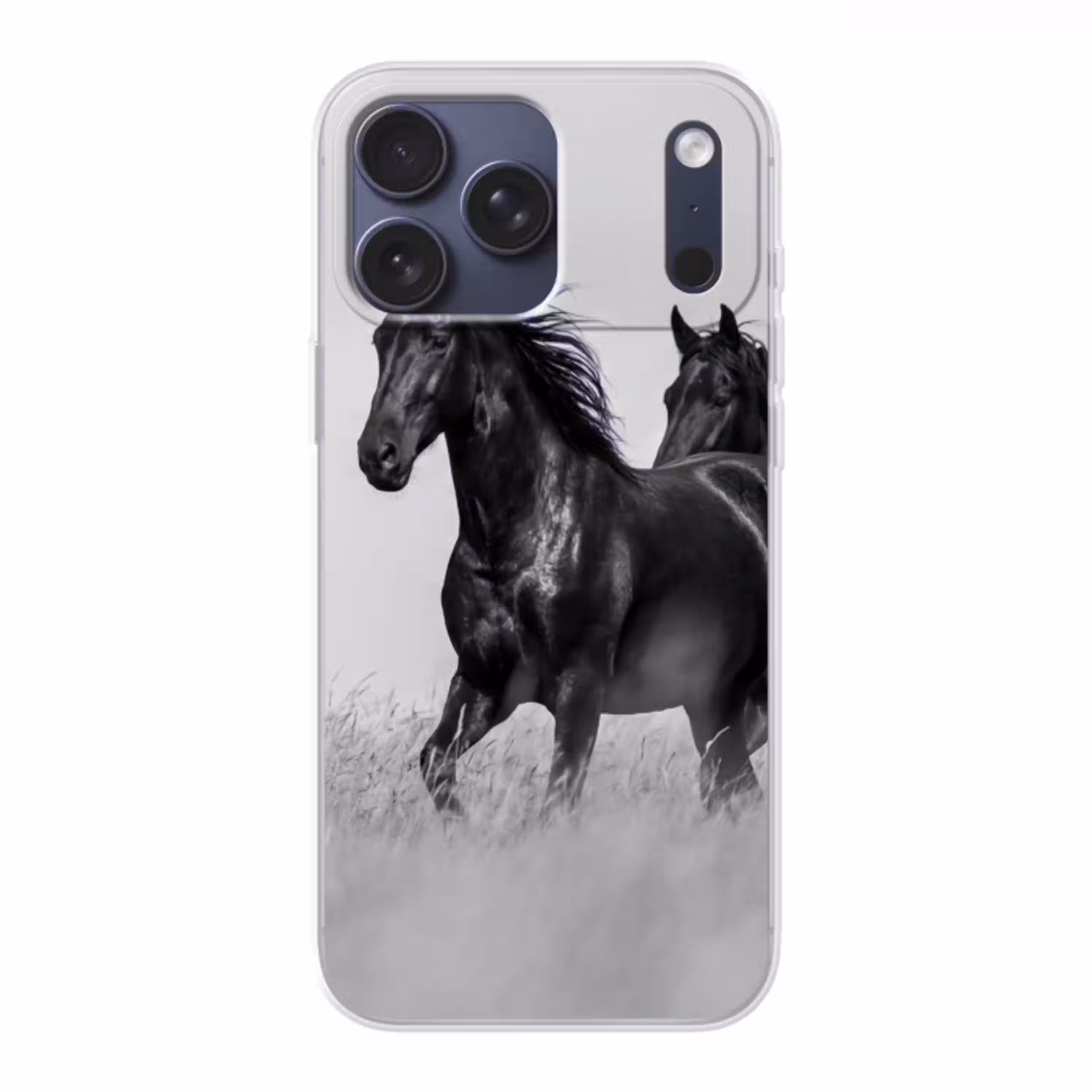 Paarden - Gras - Zwart - Wit Telefoonhoesje iPhone 17 Pro Max klein -3d