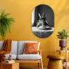 Konijn - Bunny - Zonnebril - Tafelkleed - Pasta - Schattig Wandcirkel Ovaal Glas middel -sfeer4