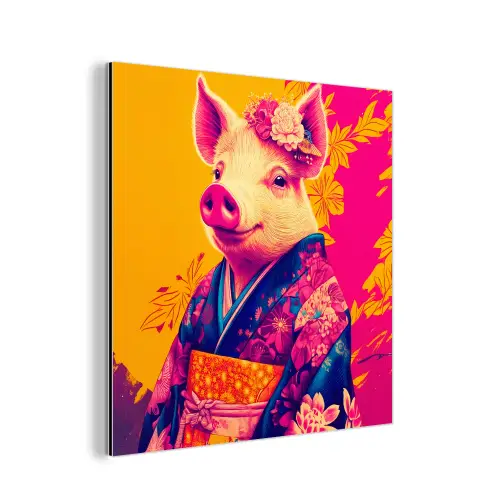 Varken - Bloemkroon - Kimono - Abstract aluminium wit klein -3d