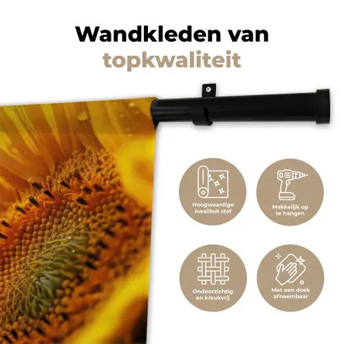 Zonnebloem - Close up - Geel - Quote Wandkleed katoen klein -sfeer2