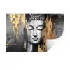 Boedhha - Penseelstreken - Goud - Abstract Muursticker klein -3d
