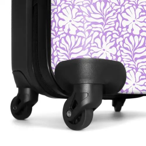 Bloemen en bladeren op paarse achtergrond NBS - Handbagage koffer - Kinderen Unisex middel -wiel