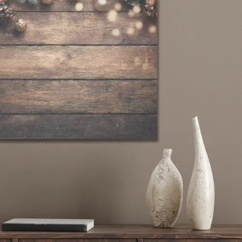 Kerstdecoratie - Houten - Dennenappel - Bruin PET vilt klein -sfeer6_closeup