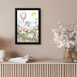 Alpaca - Dieren - Kinderen - Luchtballon - Kids fotolijst zwart zonder passe partout klein -sfeer5