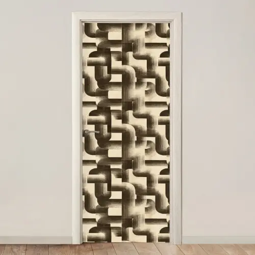 Abstract - Retro - Zwart deurposter klein 289 -3d_beige