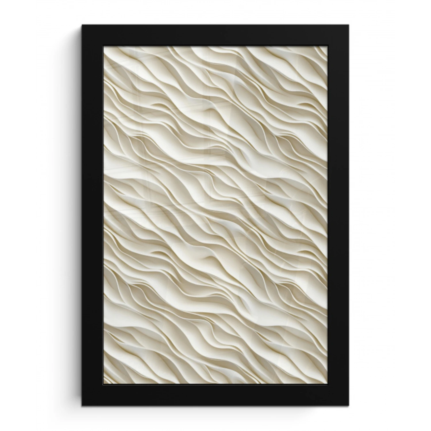 Golven - Wit - Minimalistisch fotolijst zwart zonder passe partout klein 224 -3d