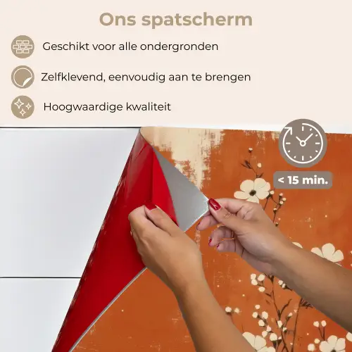 Bloemen - Wit - Subtiel - Roestkleur keuken achterwand spatscherm klein -spatscherm_NL
