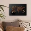 Wereldkaart - Espresso - Zwart canvas 2cm klein -sfeer1