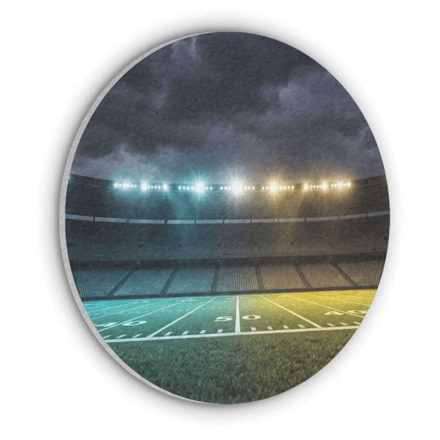 Voetbal - Stadion - Nacht - Modern Akoestische PET Vilt - Rond klein -3d