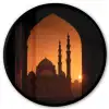 Moskee - Oranje lucht - Islamitisch Fotolijst rond zonder passe partout klein -3d