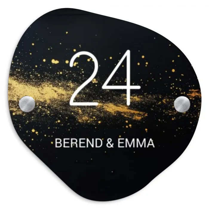 Gouden verfspatten - Klassiek Naambord Organisch middel -3d