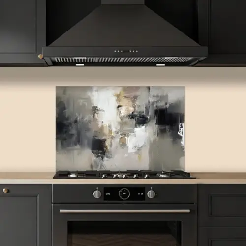 Kleurenpalet - Penseelstreken - Beige - Nevelig keuken achterwand spatscherm klein -sfeer1