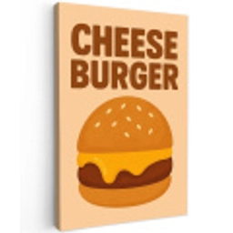 Cheeseburger - Minimalistisch - Geel Tuinposter op houten frame 2 cm dik middel -3d