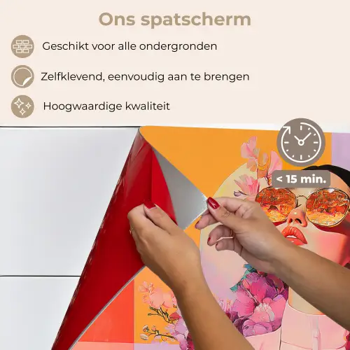 Portret - Vrouw - Abstract - Bloemen keuken achterwand spatscherm klein -spatscherm_NL