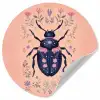 Kever - Donkerblauw - Bloemen - Sierlijk Wandcirkel behangsticker klein -3d