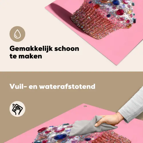 Cupcake - Kleurrijk - Edelstenen Inductie beschemer met haakjes middel -ky-schoon-nl