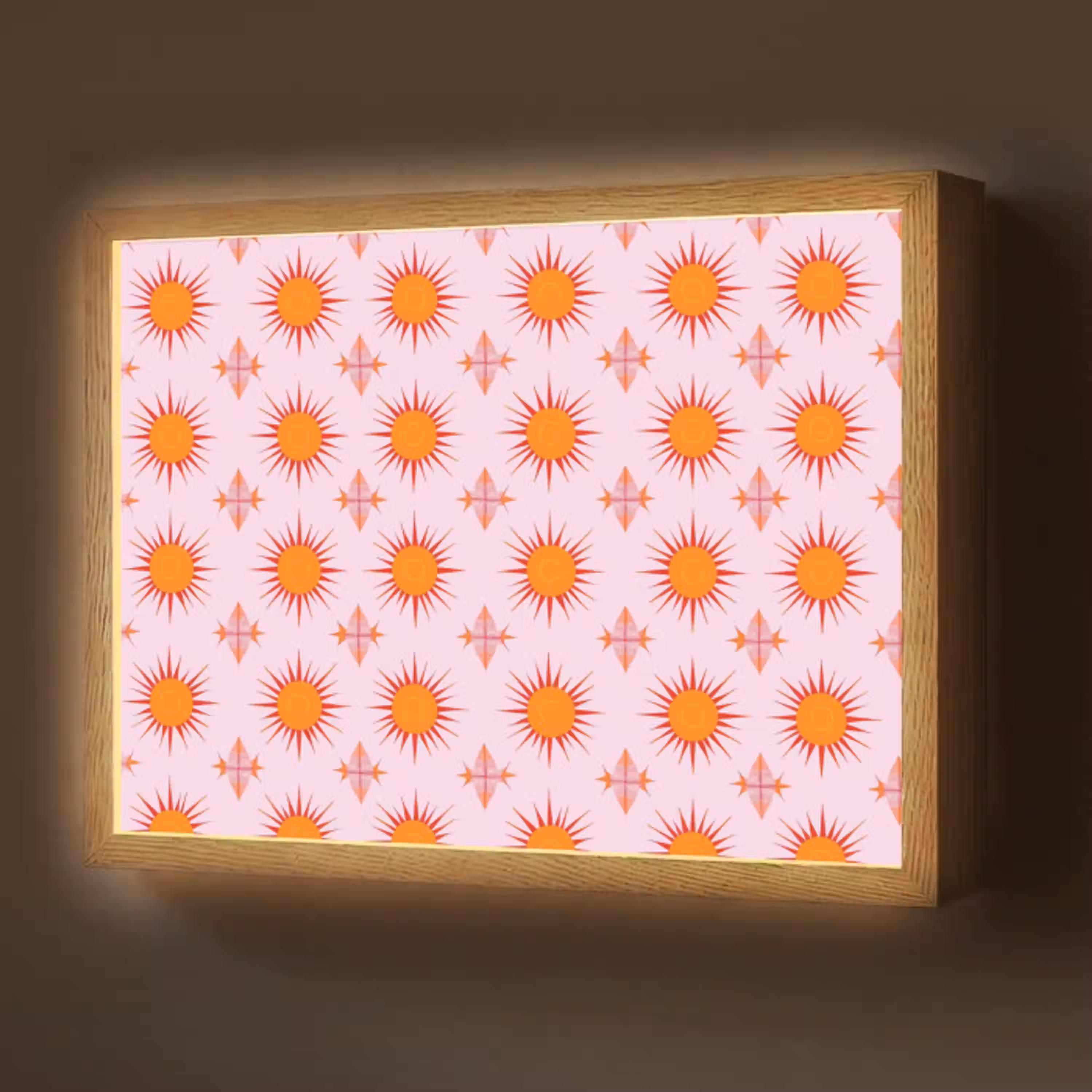Zon - Patroon - Roze Light Box met batterij (Wandlamp) middel 907 -z3d_website
