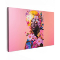 Kleurrijk - Bloemen - Vrouw - Zon canvas 2cm klein -z3d