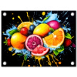 Fruit - Graffiti - Kleurrijk - Sinaasappel - Aardbei - Abstract tuinposter los doek klein -3d